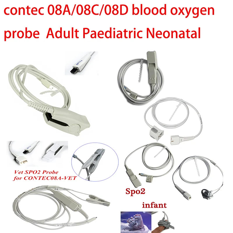 Adult Paediatric Neonatal Veterinary 10 Pin USB SPO2 Probe Blood Oxygen Saturation Sensor CONTEC 08A 08C Blood Pressure Monitor