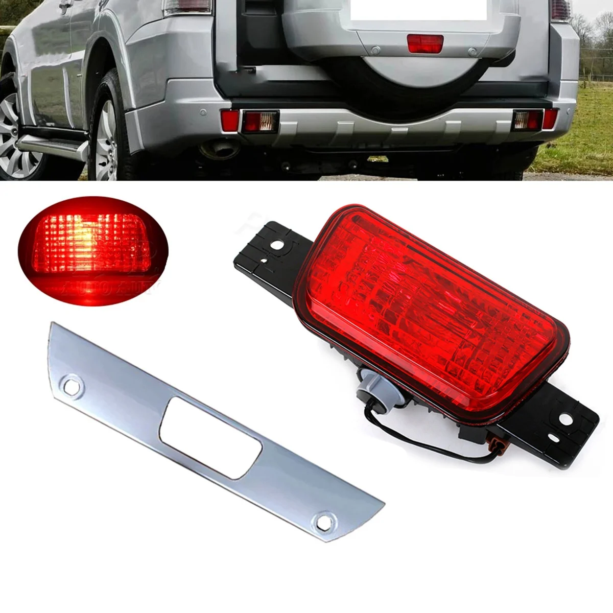 Car Brake Light Rear Bumper Spare Tire Light Tail Lamp Cover for -Mitsubishi Pajero Shogun 2007-2015