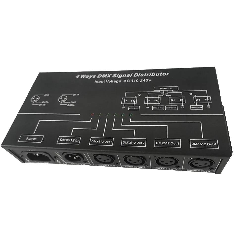 DMX512 Amplifier Splitter DMX512 Signal Repeater 1CH DMX121 4CH 4 Output Ports DMX124 Signal Distributor, AC100V-240V