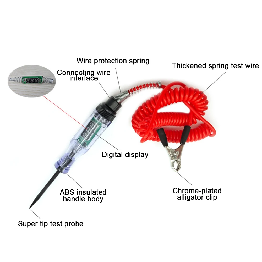 Tester napięcia DC5V ~ 90V Tester napięcia pióro wkrętak igłowy kabel do przekłuwania skóry Napięcia Napięcia LED cyfrowy wyświetlacz