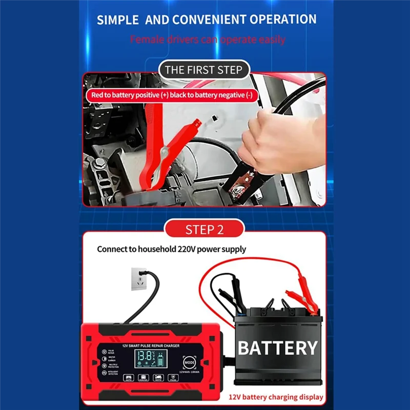 Y19A 12V & 24V 6A スマート全自動バッテリー充電器温度補償付き車のトラックオートバイバッテリー