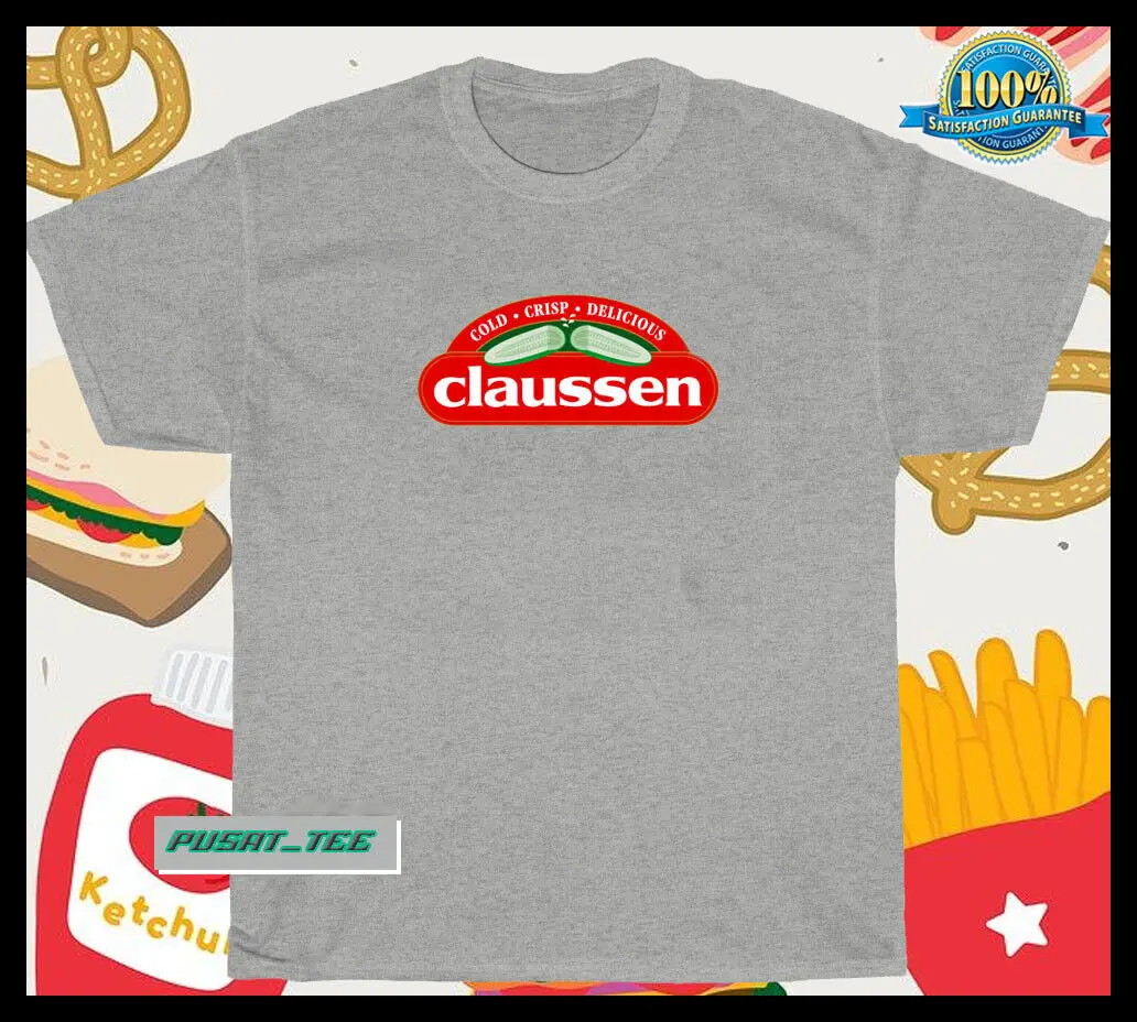 New Claussen Pickles Food Snack logo American Funny T-Shirt Size S-5XL