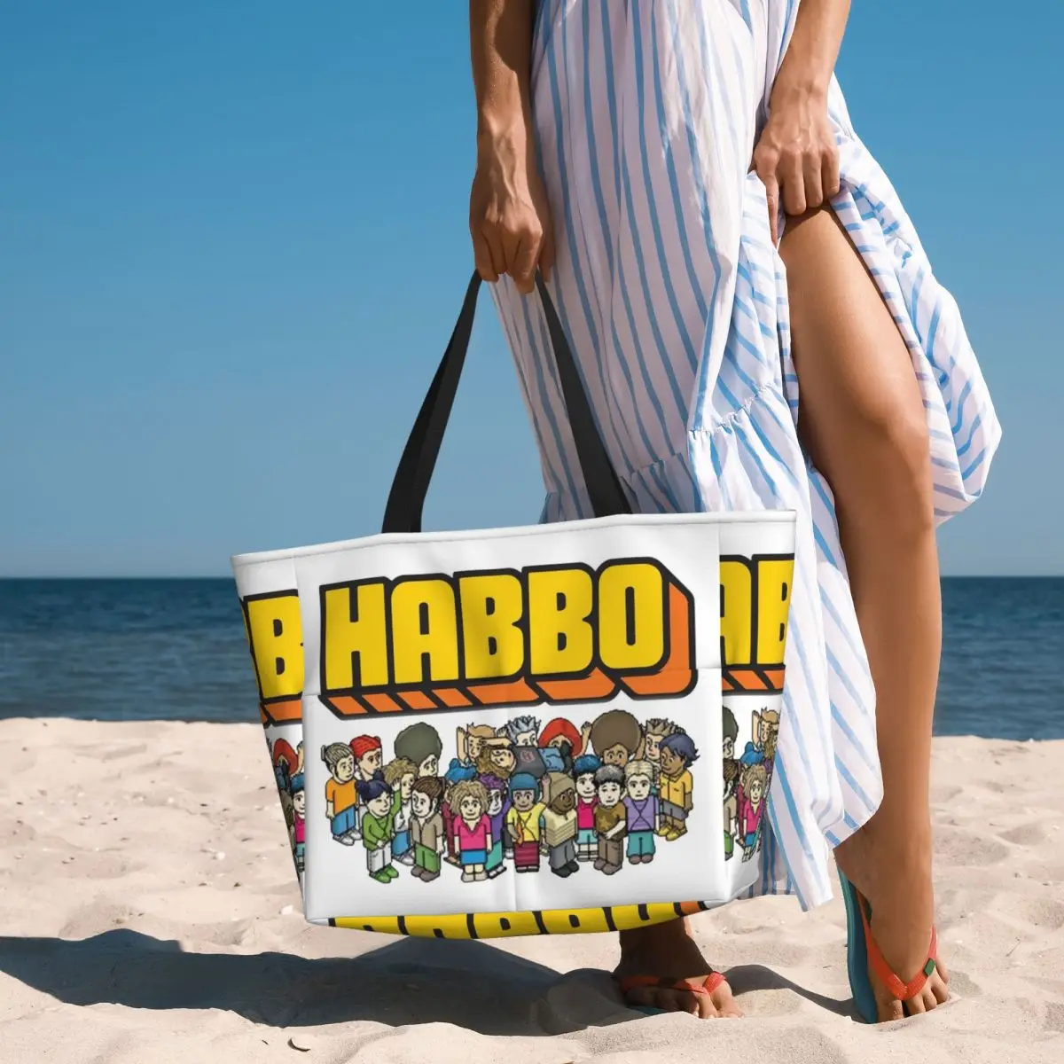 Game Habbo Hotel Beach Tote Bag Sport Gym Yoga Duffle Large Tote Bag Women Travel Bag Fitness bag