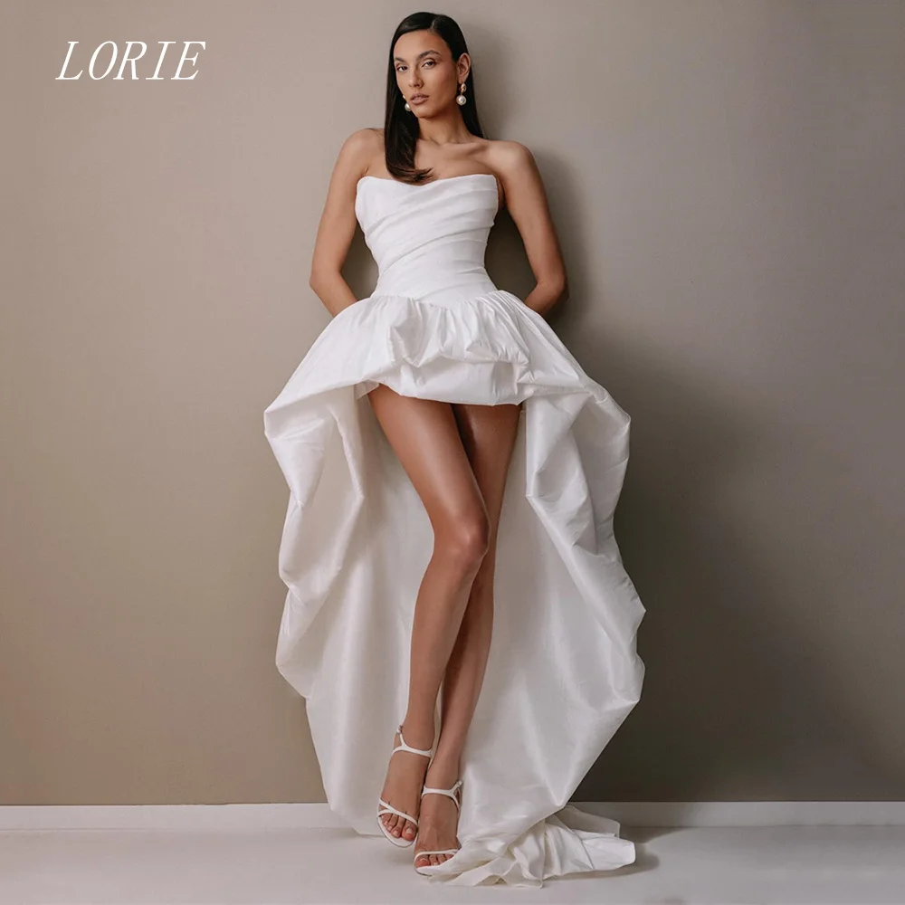 

LORIE Luxury High/Low Wedding Dress Strapless Bridal Dresses Pleat Temperament Wedding Gown Customized 2026