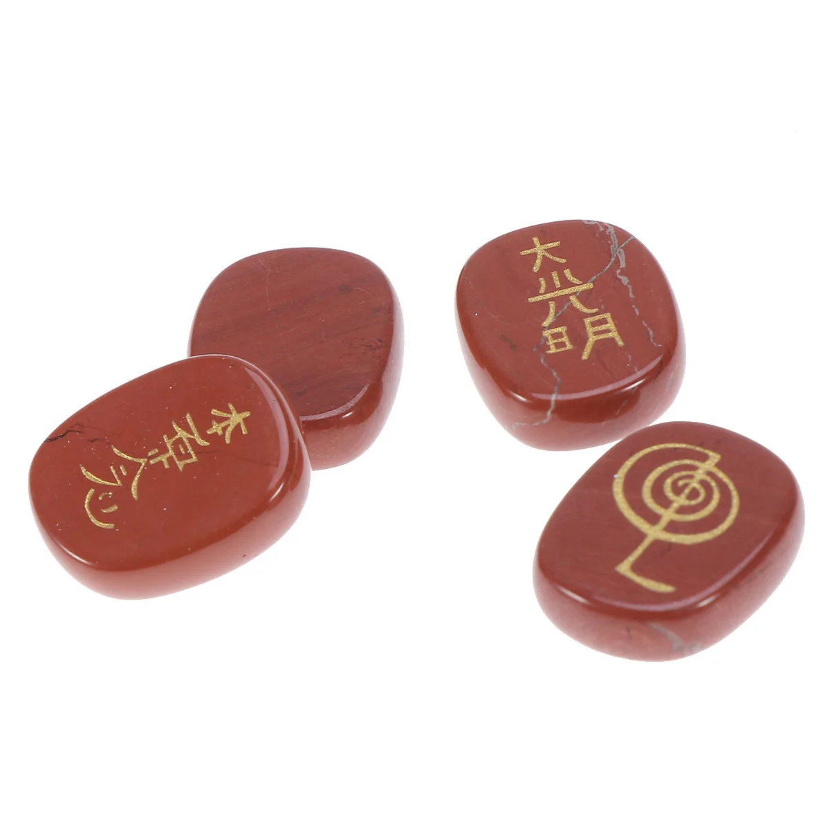 

Red Engraved Oval Palm Stone Dark Red Healing Crystal Chakra Gemstone Meditation Feng Shui Energy