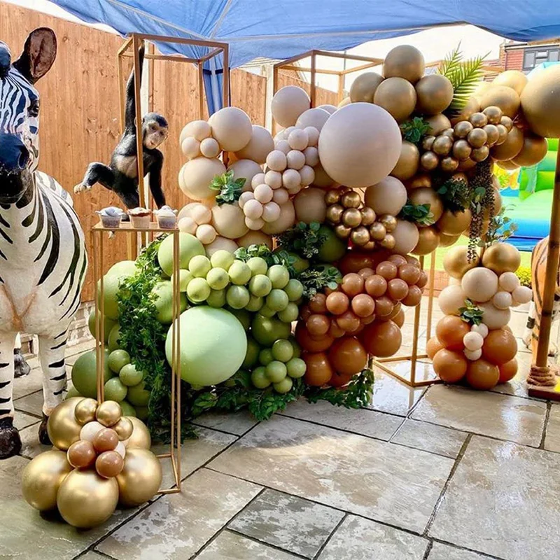 97 pçs balão verde azeitona, balão da selva aniversário balão verde balão dourado para decoração de fundo de aniversário da selva