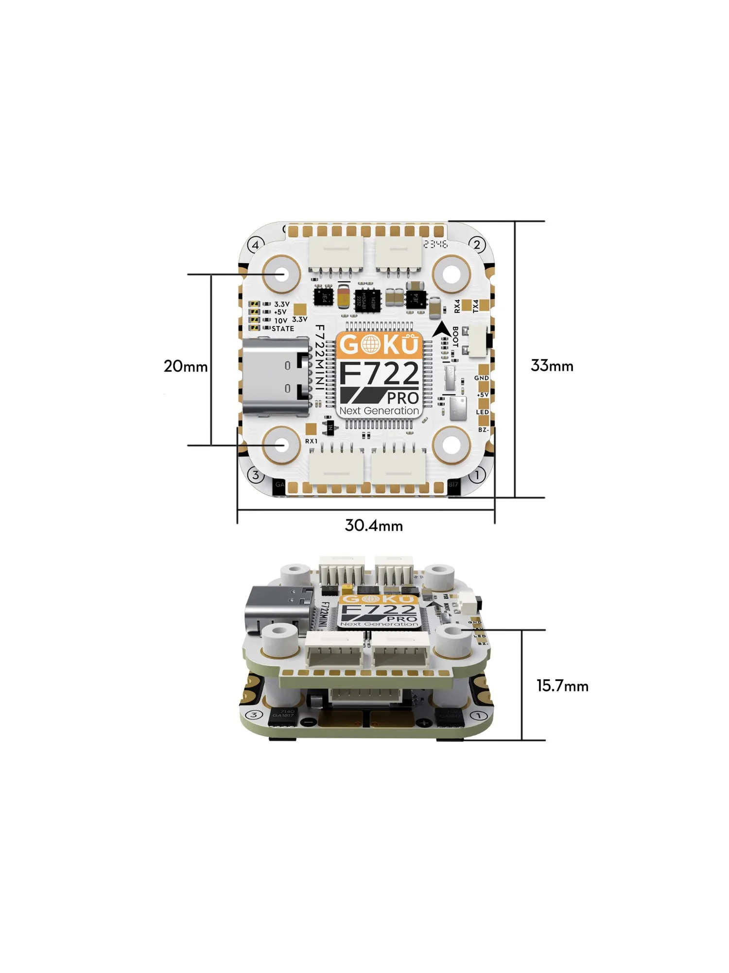 Flywoo GOKU F722 V2 32 bits 128k AM32 Stack Plug&Play O4 / O4 Pro