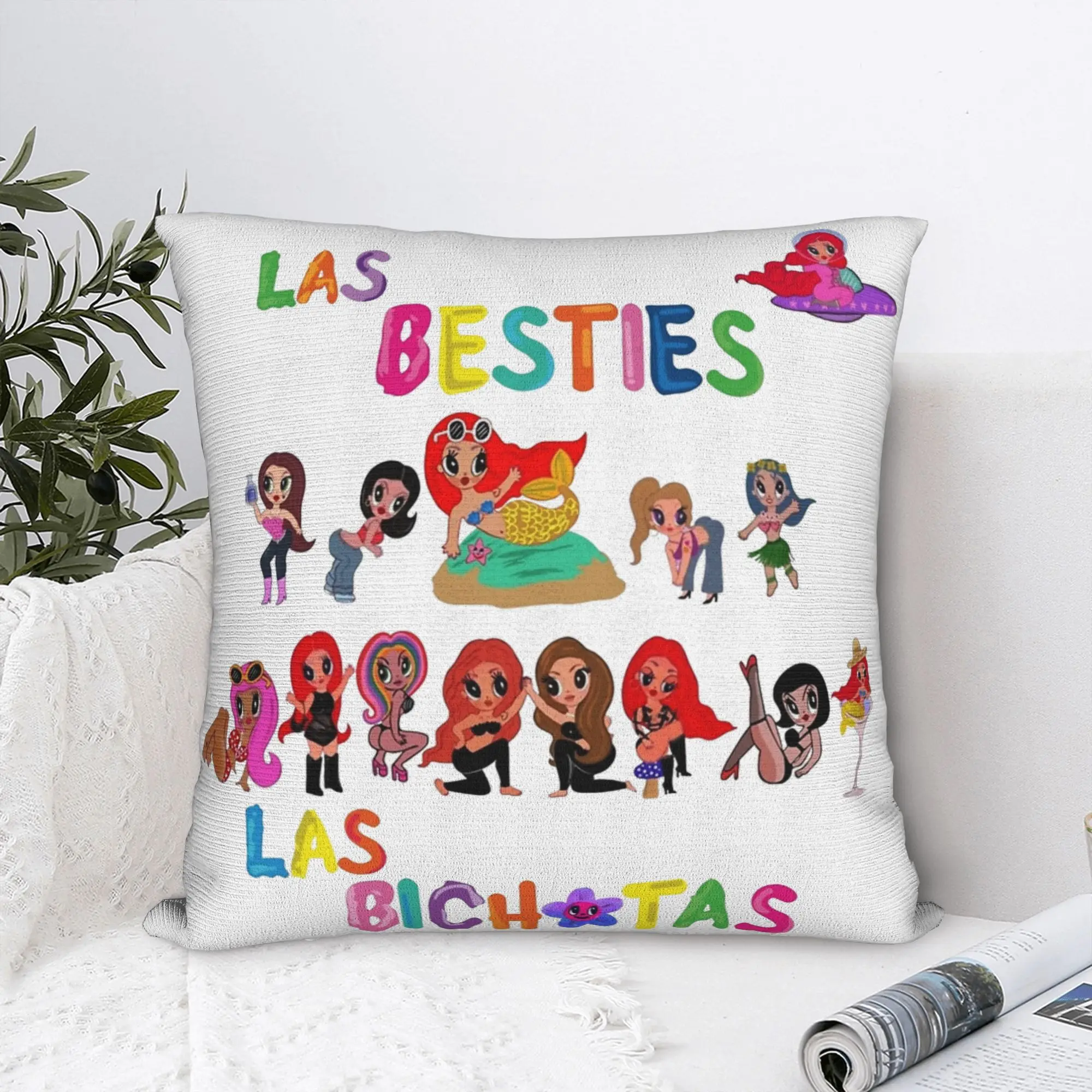 BESTIES Karol G Lyrics Pillowcase Soft Polyester Cushion Cover Decoration Bichota Throw Pillow Case Cover Living Room Zipper