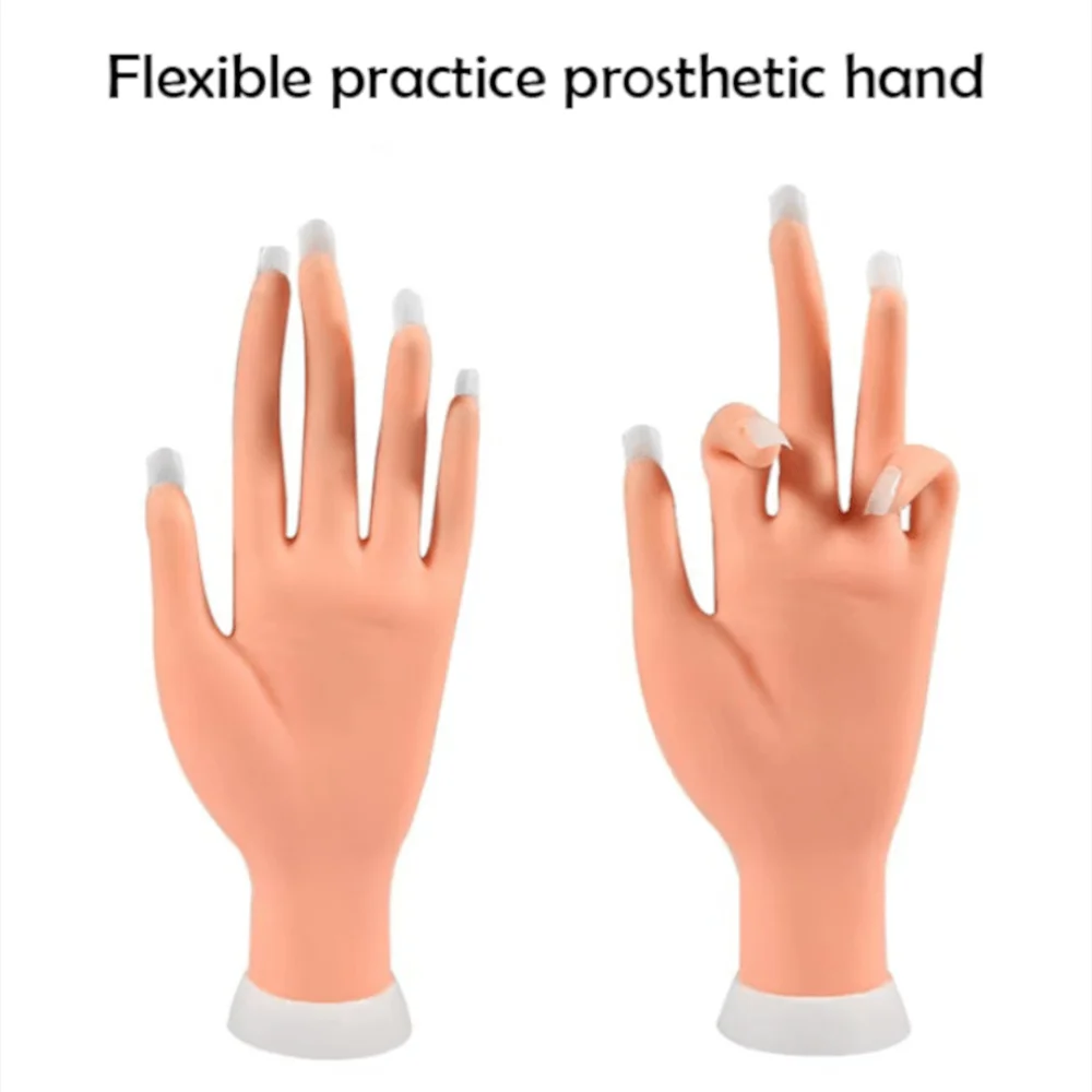 Mano de práctica de uñas de silicona profesional con dedos flexibles y poseibles, modelo de mano de entrenamiento para decoración de uñas, mano falsa izquierda