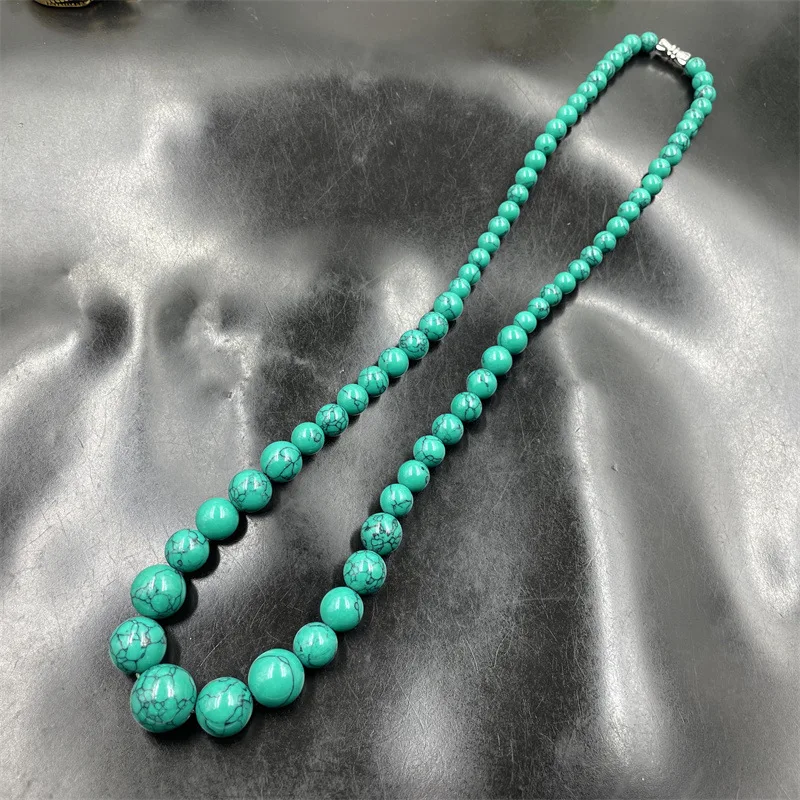 Optimized Imitation round Beads Necklace Graduated Strand Women's Turquoise Clavicle Chain