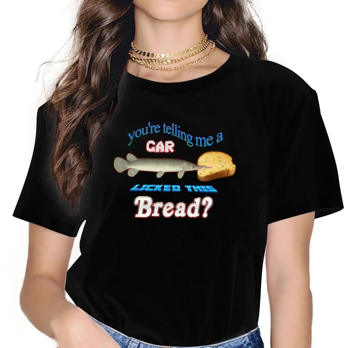 Animal One Hundred Fish Telling Me A Gar Licked This Bread Tshirt Graphic Women Vintage Homme Fibre Harajuku Polyester T Shirt