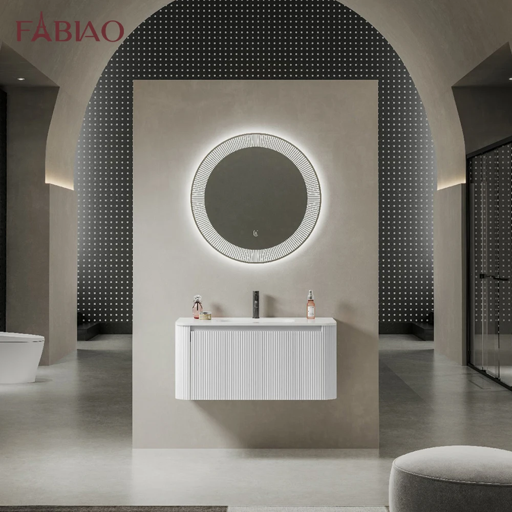 European Style Meuble De Salle De Bain Wall Mounted Vanity Bathroom Led Mirror Cabinet