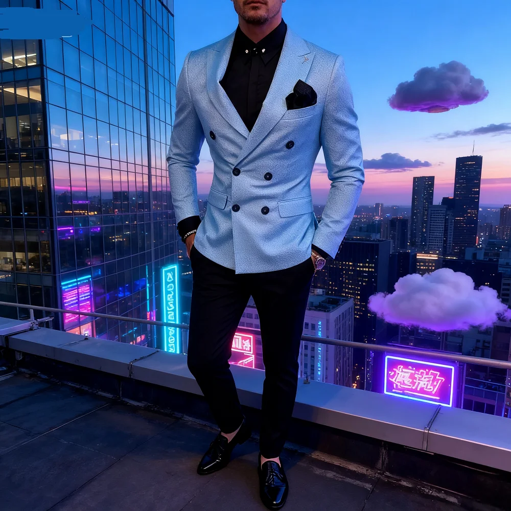 

Высококачественный приталенный мужской костюм, пиджак с зубчатыми лацканами и брюки, комплект из 2 предметов для свадебного гостя, официальный деловой наряд