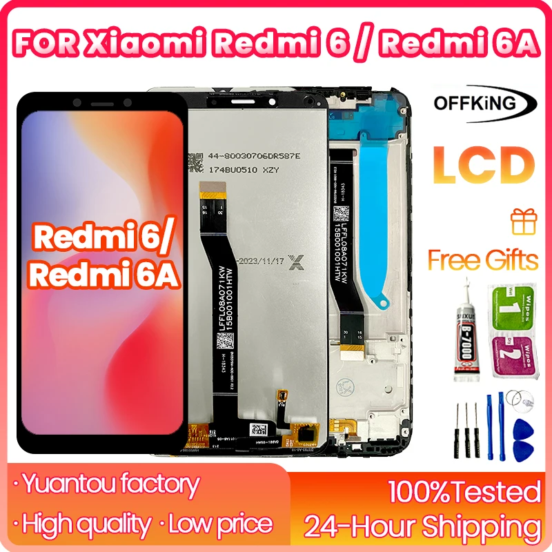 6.26 inch for LCD Xiaomi Redmi6 For Touch Screen Digitizer Xiaomi Redmi 6A LCD with frame