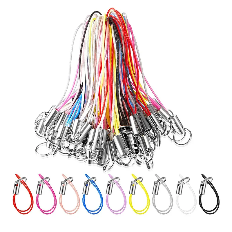 100Pcs/Lot Lanyard Lariat Strap Cords With Jump Rings Keychain Hook Mobile Set Charms Rope Keyring Pendant Key Ring Accessories