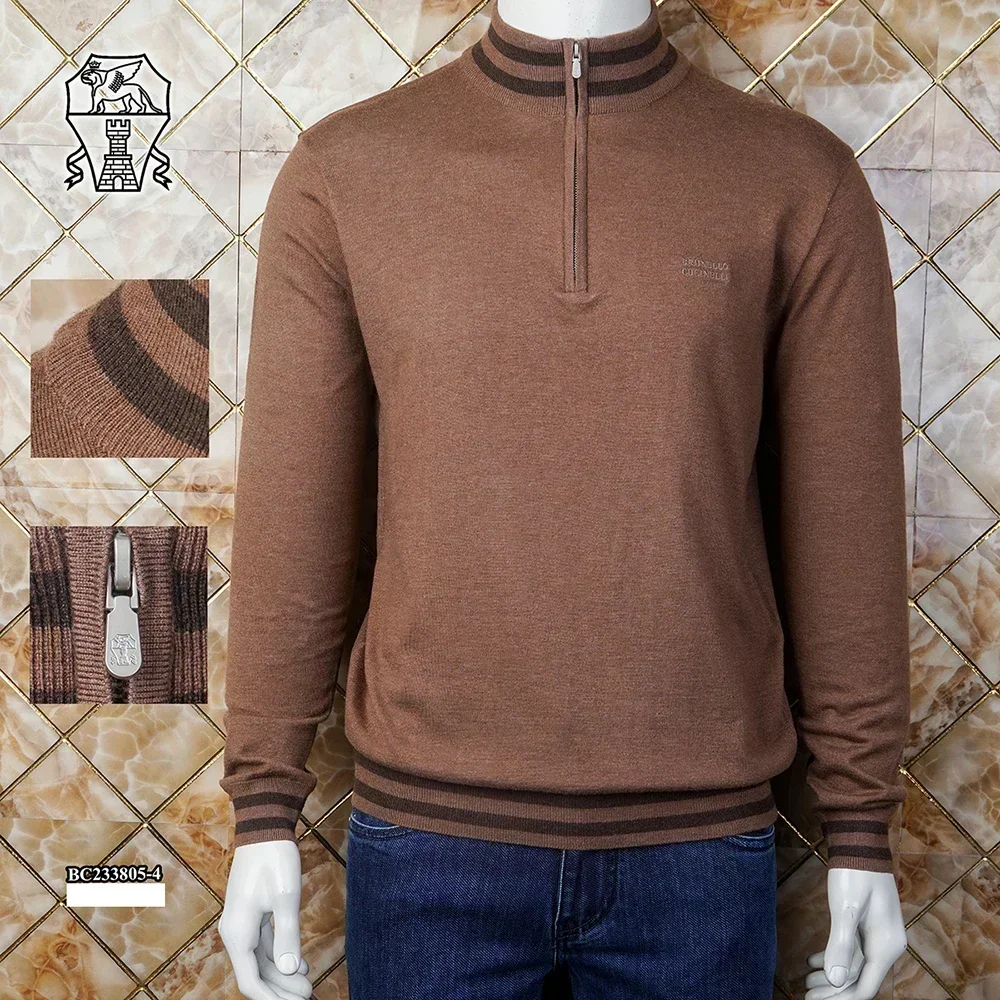 Suéter de cachemira BLKA CPTG para hombre, ropa de punto con bordado, informal, cálido, con cremallera, gran M-4XL, otoño e invierno, 2024