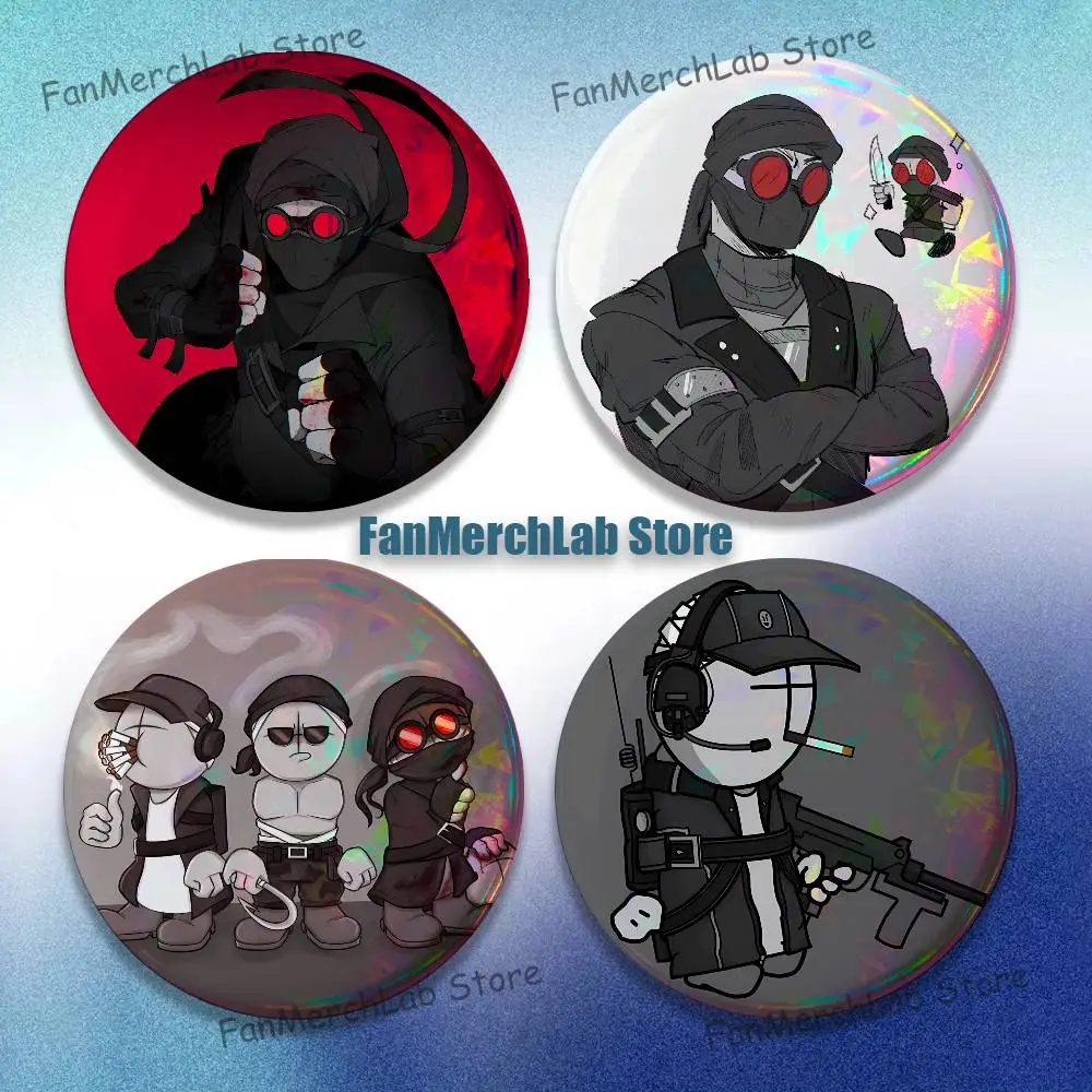 Anime H-Hank S-SharkrobotS Creative Round Badge Button Pin Bag Decor Fans Collection Friends Gift Brooch