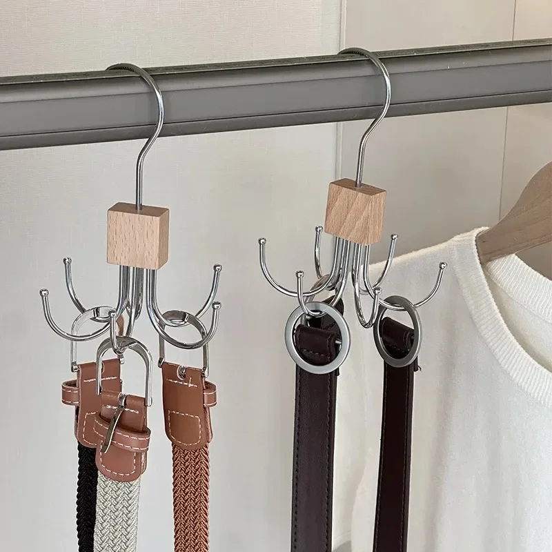 Durable 360 Rotation Belt Organizer Rack, Metal Hanging Hook for Ties, Scarves, Bras, Belts, Household Dorm Storage Hanger view 2