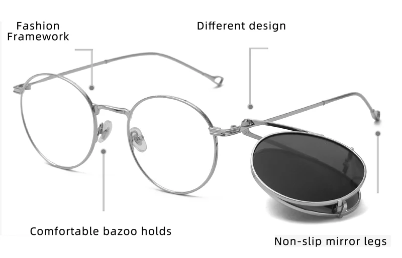Kachawoo Polarisierte Sonnenbrille mit rundem Rahmen für Herren und Damen, Metall-Sonnenbrille, Retro-Klappbrille, Gold, Braun, Schwarz, Geburtstagsgeschenke – Detail 13