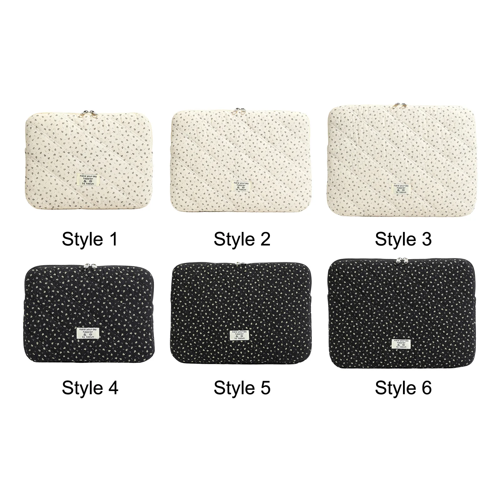 Puffy Cute Quilted Laptop Protective Case Padded Floral Laptop Sleeve Case 11-15 Inch for Travel Work College Shop