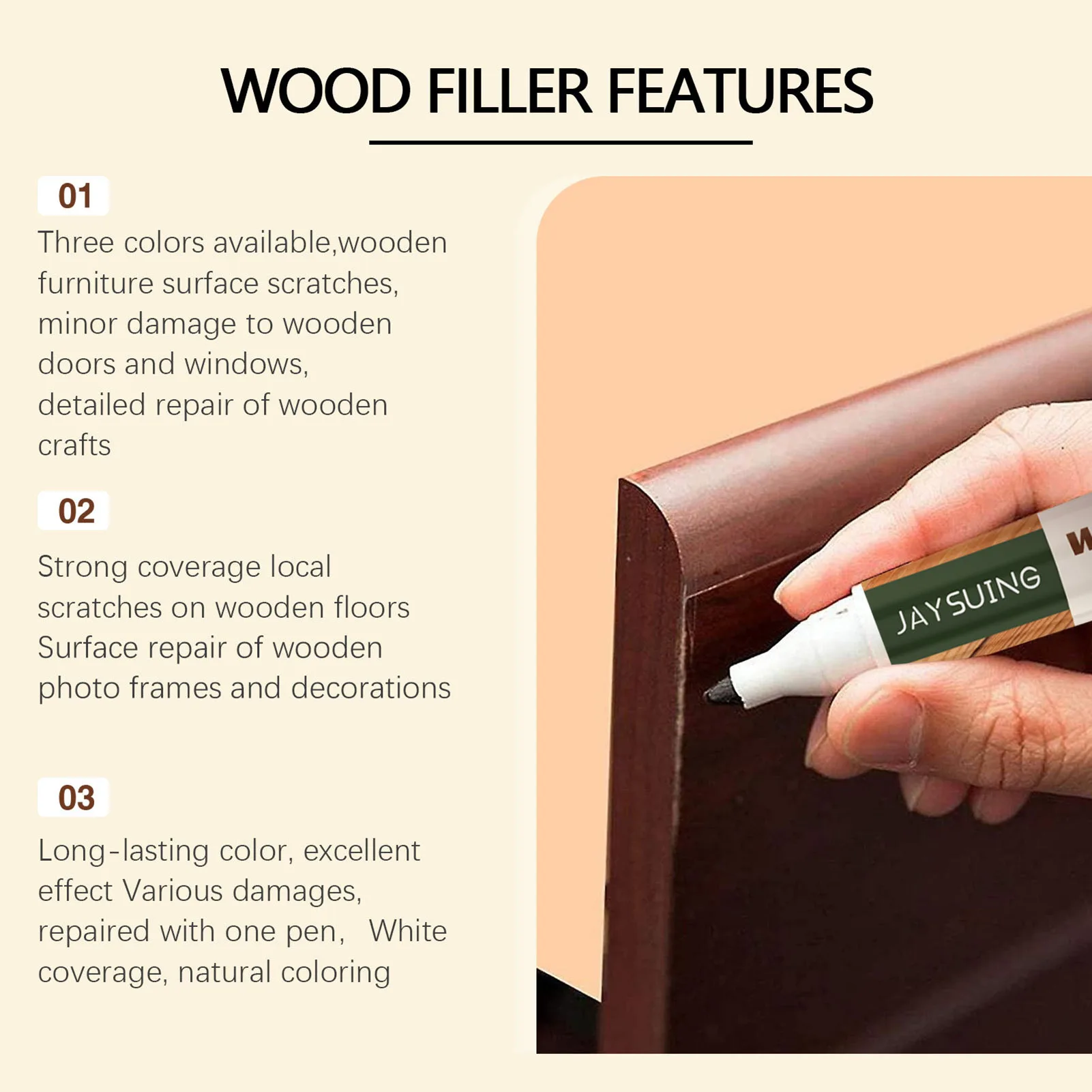 Wood Furniture Scratch Repair Pen Easy Color Mixing Easy to Color Pen for Cabinets Tables Beds