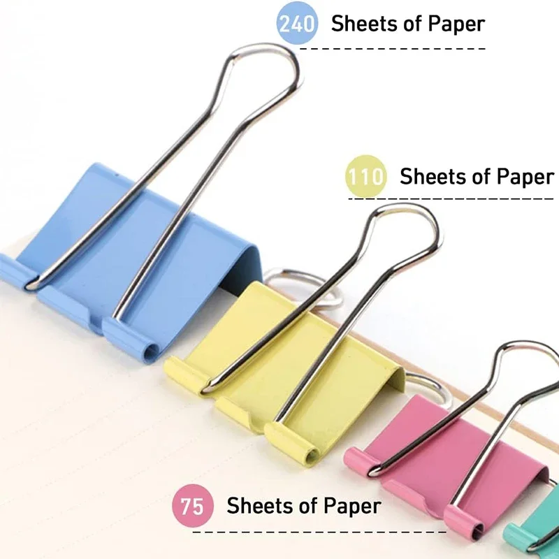 5-30Pcs Metal Binder Clips Colorful File Paper Clip Used for Books Stationery Clip School Office Supplies 15/19/25/32/41/51mm
