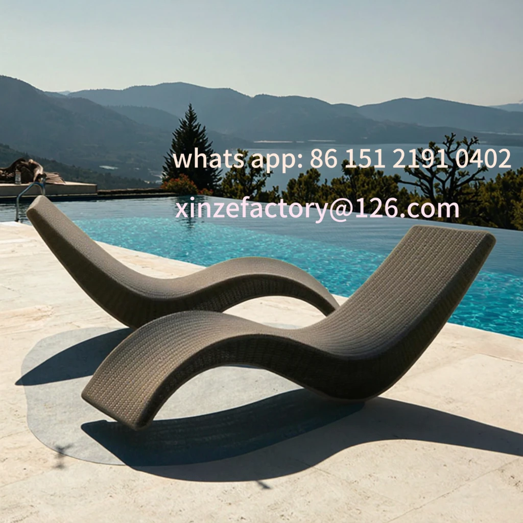 

Customizable Modern Rattan Sun Loungers for Outdoor Pool Garden Beach Courtyard Wood Chaise Lounge Chairs