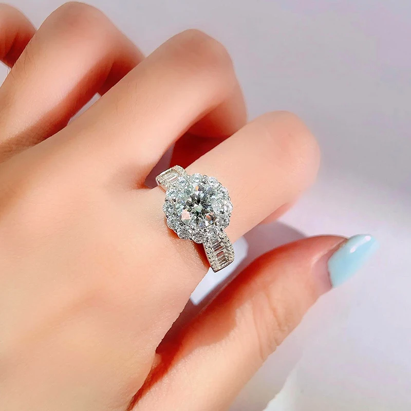 BIJOX STORY 2ct Moissanite Rings With GRA Certified 24 Colors Choice Lab Diamond Sterling Silver 925 Jewelry For Women Wedding