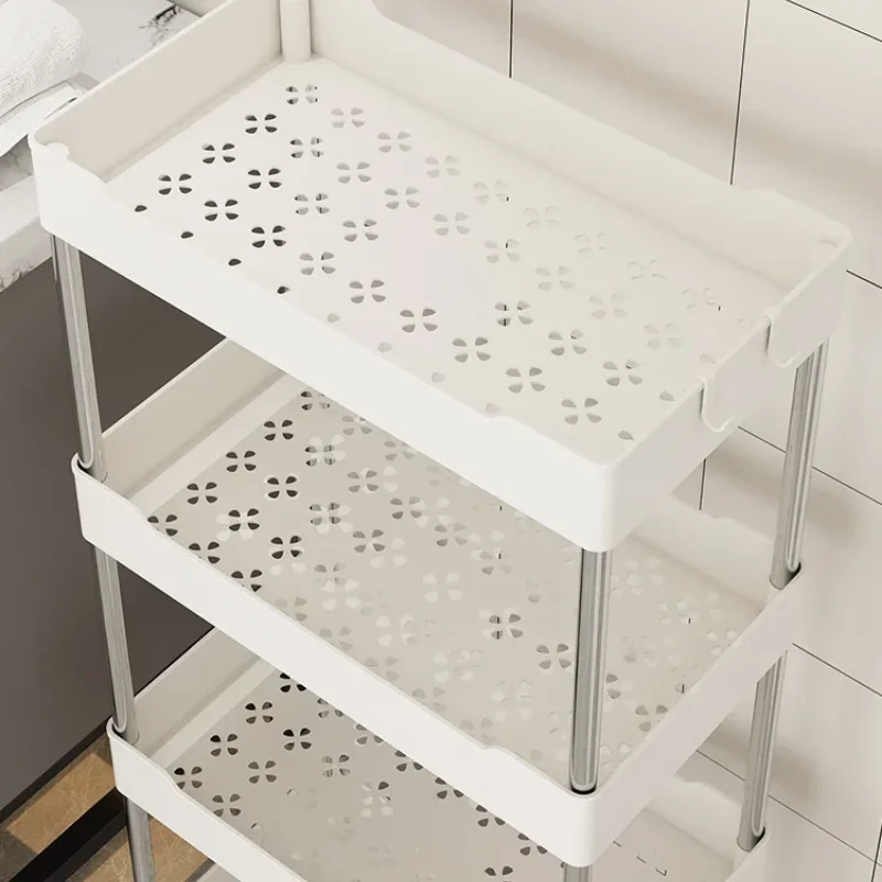 Rolling Storage Cart Mobile Shelving Unit Kitchen Laundry Room Rack Bathroom Organization Living Room Storage Easy Mobility