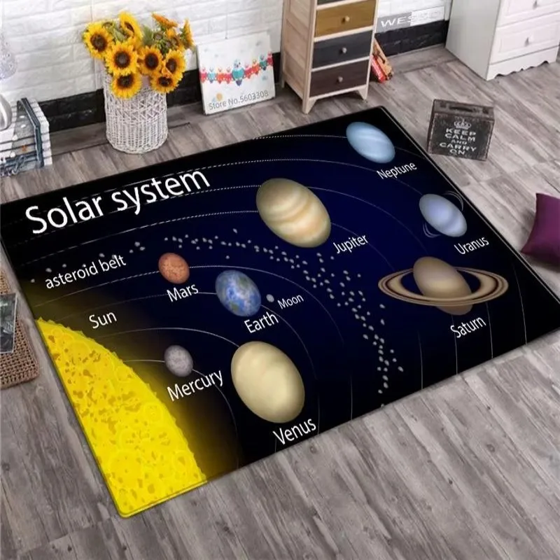 Planet Solar System Pattern Carpet Living Room Decoration Hallway Cloakroom Coffee Table Soft Rugs Bedroom Home Hotel Floor Mat