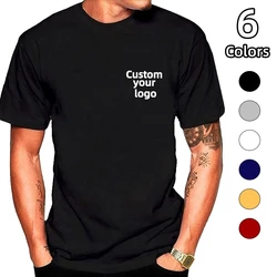 Customise your logo Cotton Stretch T Shirt O-neck Short-sleeve T Shirts Casual Slim Solid Color Tshirts Men Tops Tees