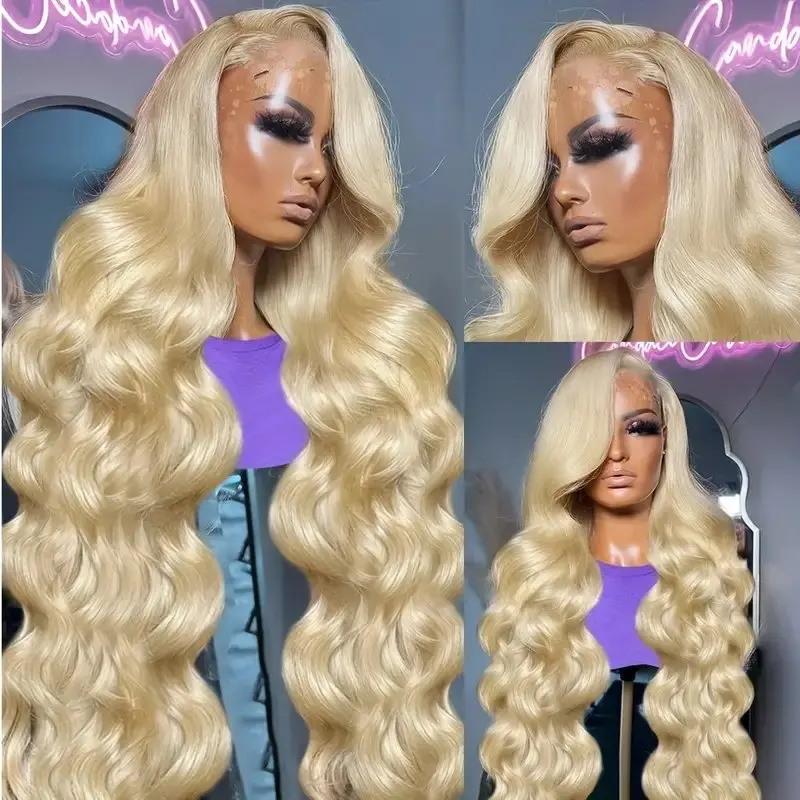 Rosabeauty 40 Inch Body Wave 613 Blonde Transparent 13x6 HD Lace Front Human Hair Wigs 13X4 Frontal Hair Wig For Women