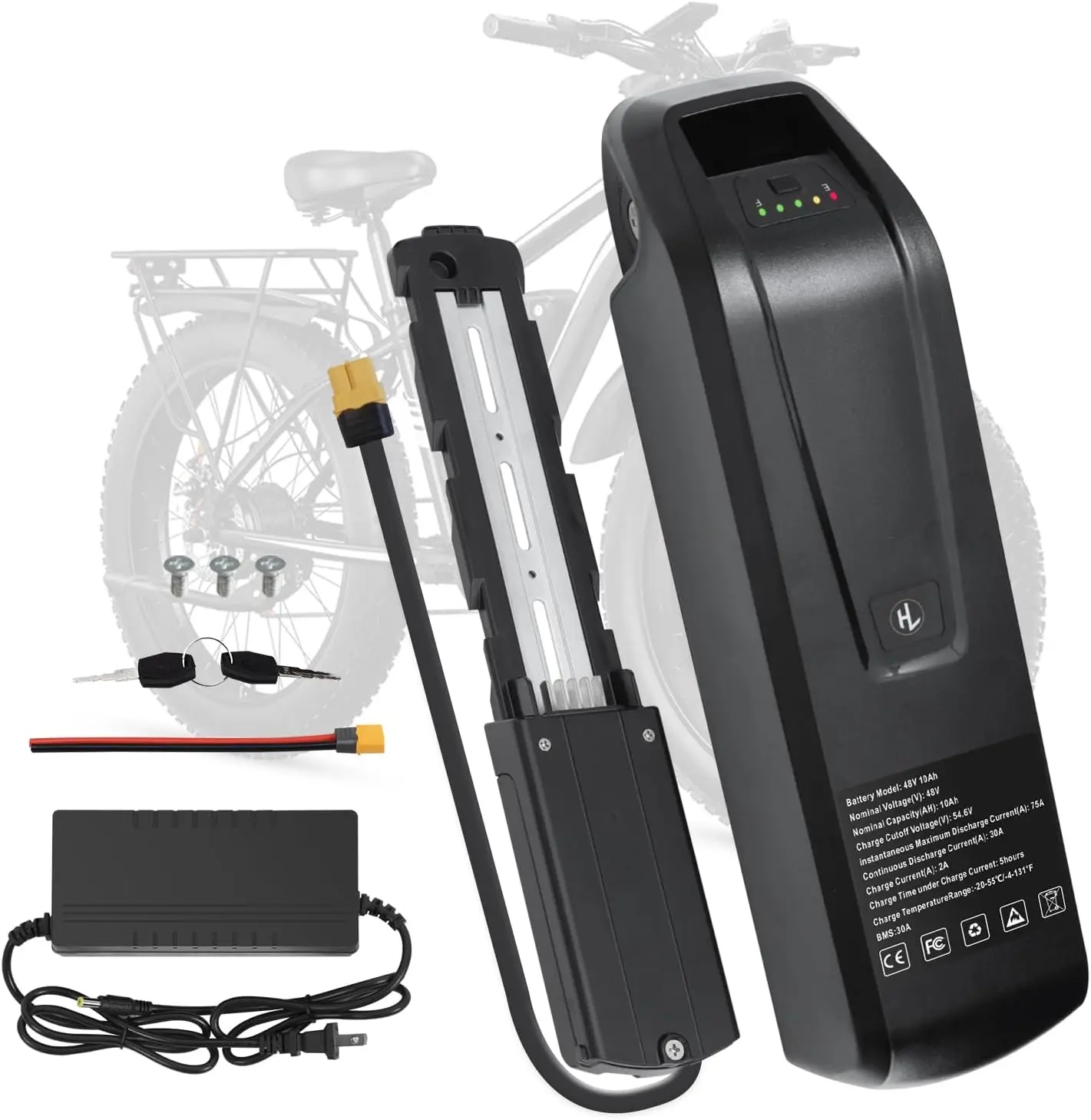 

5-Pins Hailong 18650 Battery Pack 48V 10Ah 15Ah 20Ah Water Proof Supports 5V USB Charging for Bafang BBS02 BBS03 BBSHD Motor