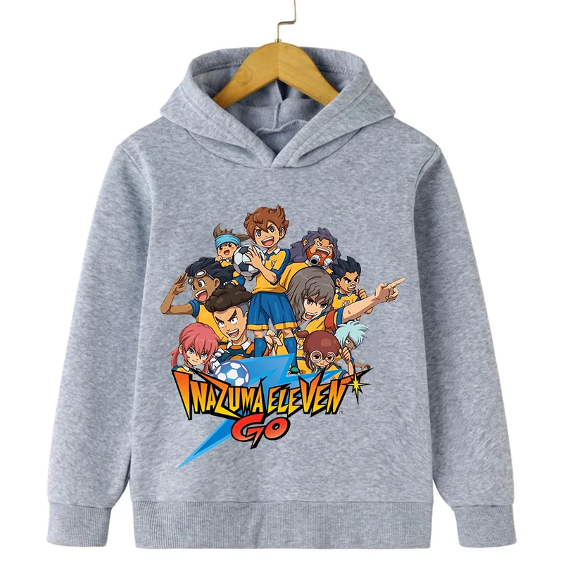 Kids Spring Autumn Inazuma Eleven Go Hoodie Sweatshirt 3-14 Years Boys Girls Cartoon Casual Pullover Children Hooded Top Clothes