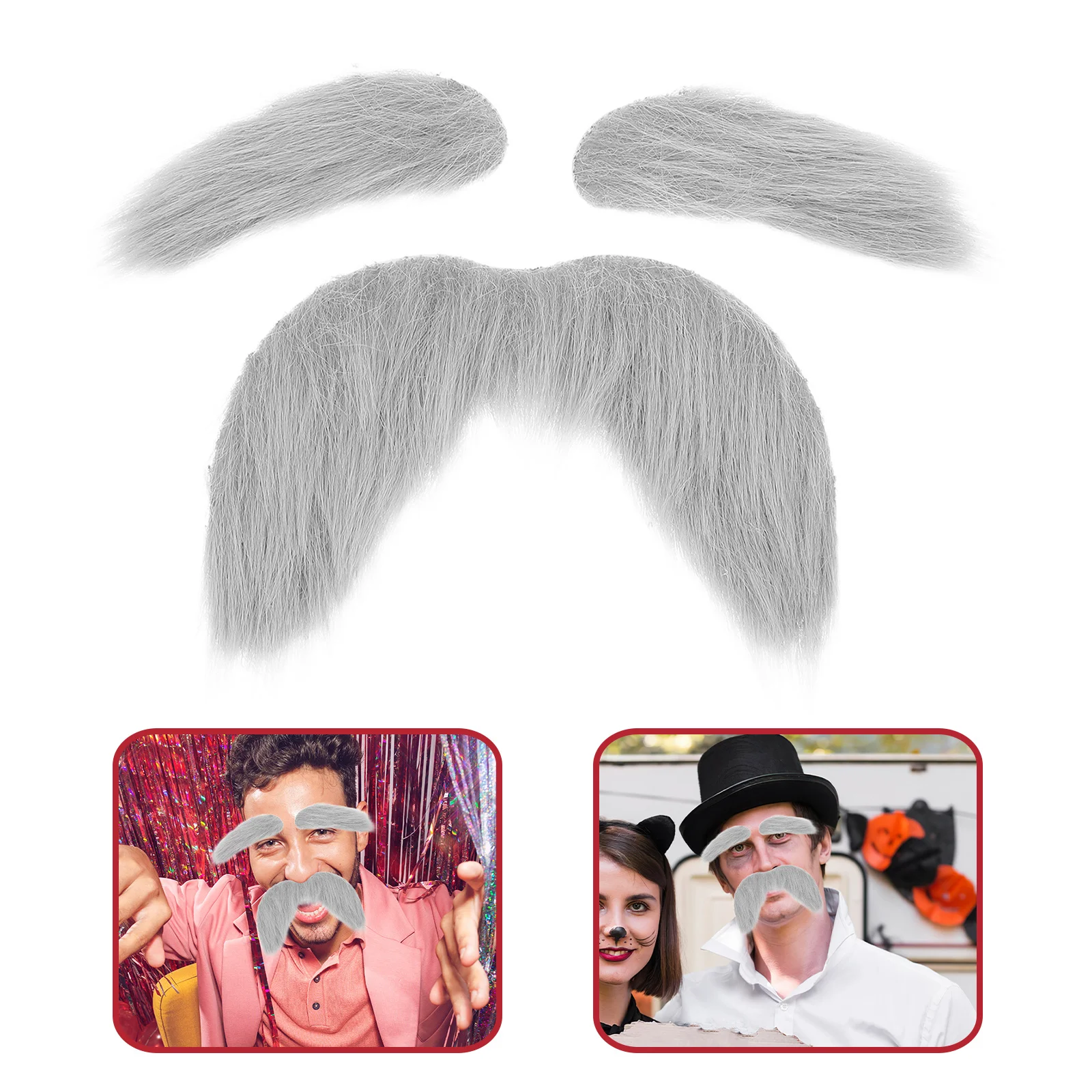 

5Sets Realistic Fake Mustache and Eyebrows Set Lightweight Stick on Moustaches for Old Man Cosplay Comfortable Wear Halloween