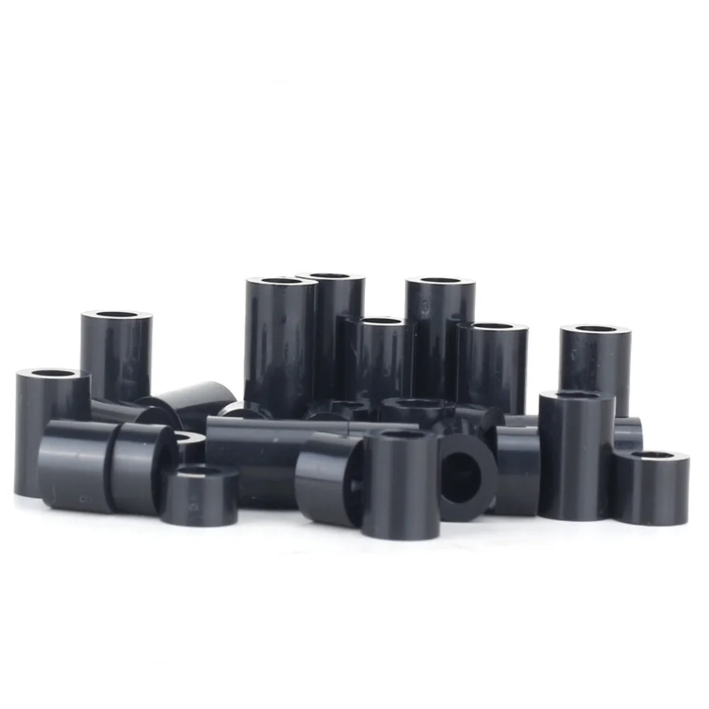 100pcs/lot M3 ABS Rround standoff Washer Black Nylon Non-Threaded Hollow spacers OD(7MM) * ID(3.2mm)*L