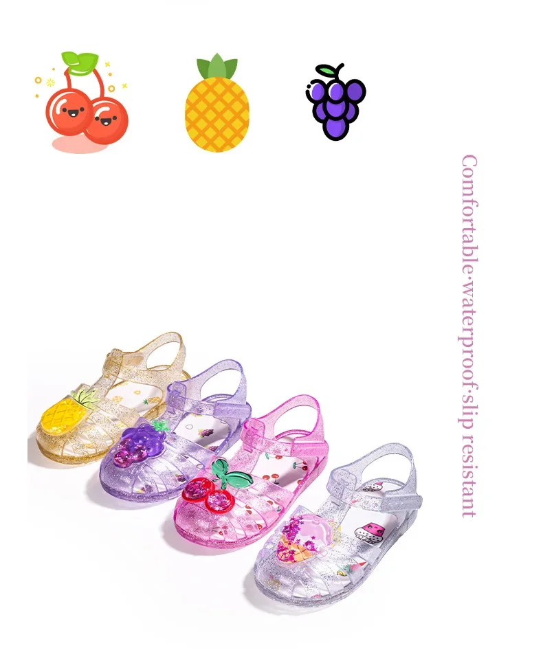 Modische Sommer-Neuheit: Kinder-Jelly-Sandalen, Trendige Süße Strandschuhe, Mädchen-Cartoon-Frucht-Sandalen, Schüler-Kristallschuhe – Detail 11