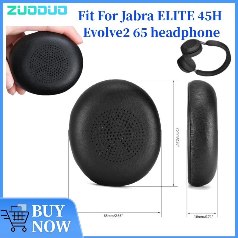 

ZUODUO Soft Foam Protein Leather Headphone Earpads Ear Pads For Jabra ELITE 45H Evolve2 65 Headset Earmuff Earphone Sleeve