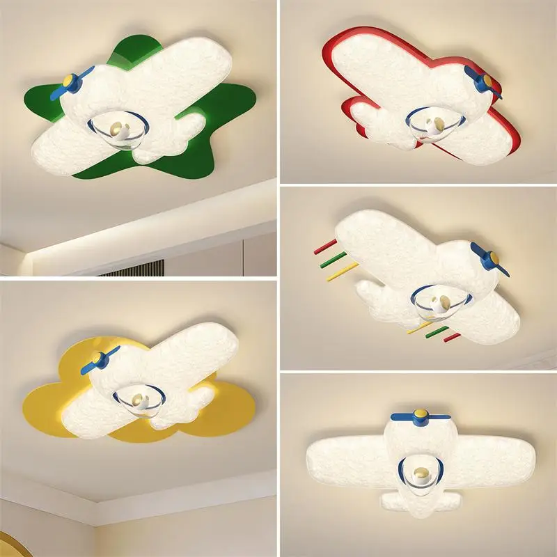 Dopamine Colorful Cream Style Creative Children's Room Bedroom Aircraft Lamps 2026 New Aircraft Shape Ceiling Lights Lamp