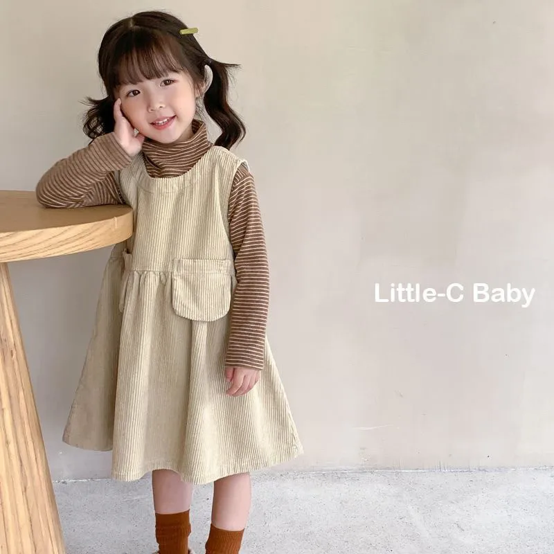 

Children's Dress Spring and Autumn New Style Girl Baby Corduroy Vest Dress Little Girl Western Princess Dress