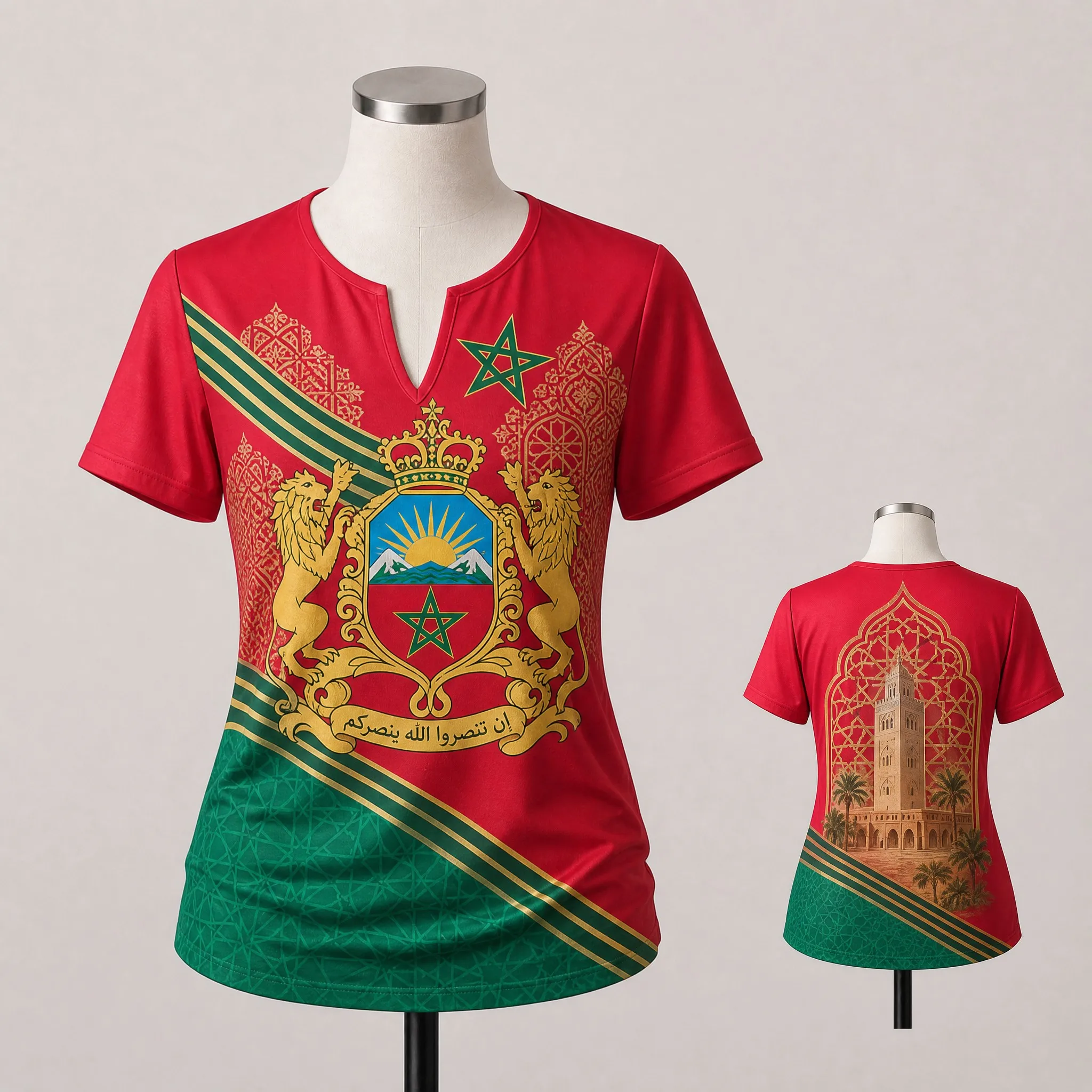 Womens V Neck Short Sleeve Morocco T Shirt Mosaic Palace Skyline Graphic Casual Summer Tee Exotic Cultural Daily Wear Soft Touch - view 5