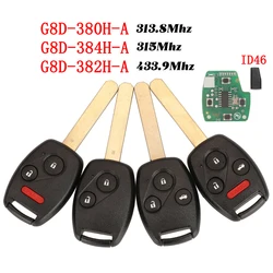 jingyuqin 313.8/315/433.92Mhz Remote Car Key ID46 for Honda Accord Element CRV HRV City Odyssey Civic G8D-380H-A G8D382H-A /384H