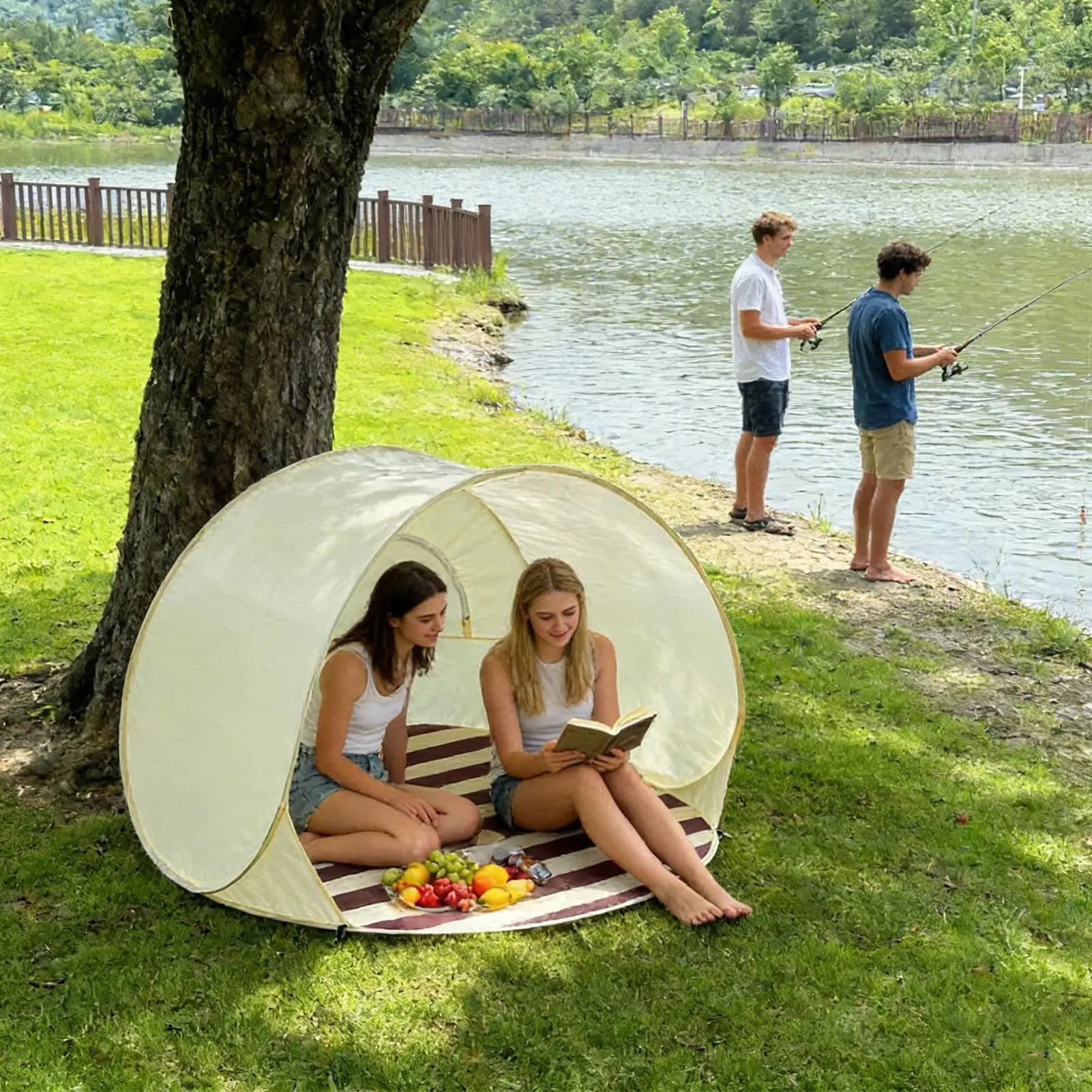 Person Canopy Beach Shade With Ventilating Mesh Portable Easy Pop Tent For Beach Window For Outdoor Camp Picnic Garden Backyard