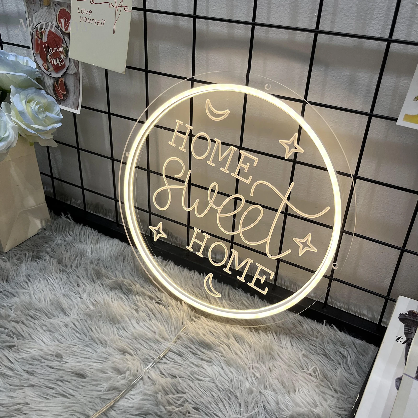 Home Sweet Home-Enseigne au néon sculptée en 3D, personnalisée, hôtel, chambre à coucher, fête, ambiance de mariage, lampe murale à LED, décoration d'intérieur, garçon, fille, cadeau d'anniversaire