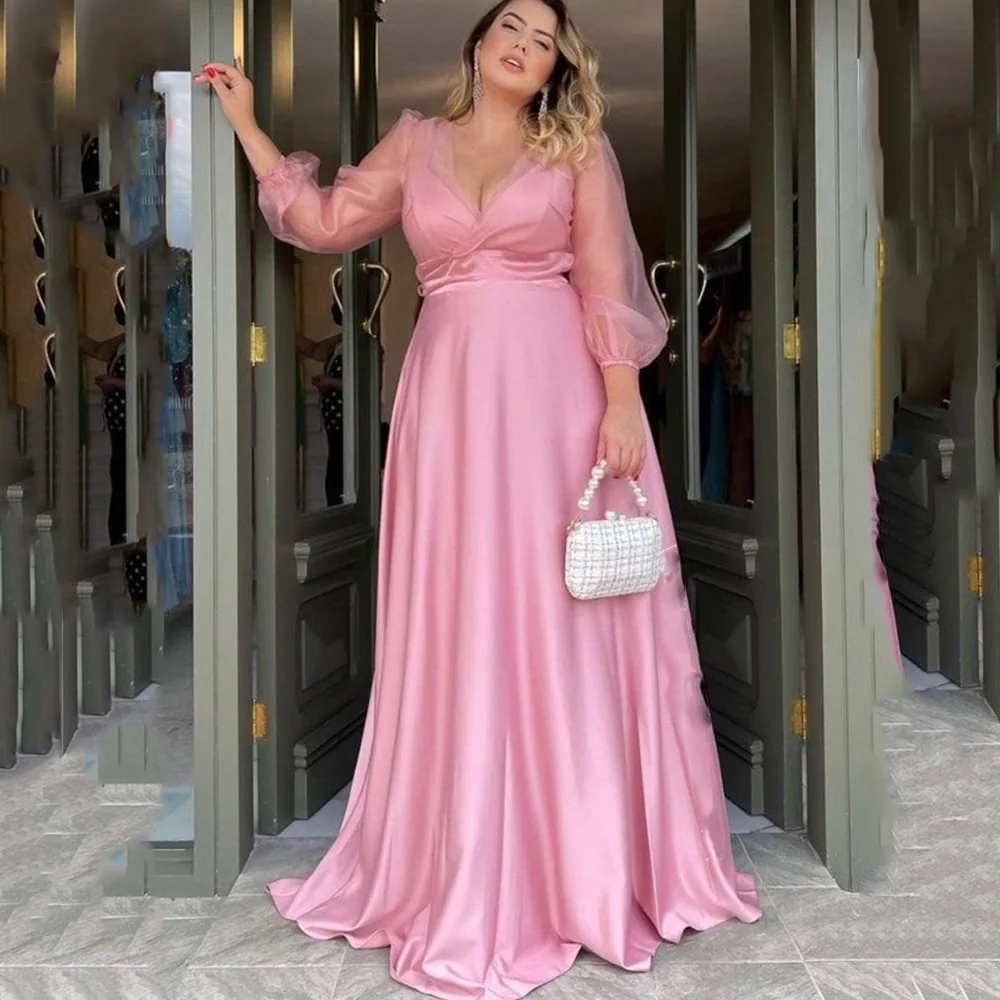 Customized Exquisite Mother of the Bride Dresses Long Sleeve Perspective A-line Sexy V Neck  Dress Prom Gown Vintage Платье мате