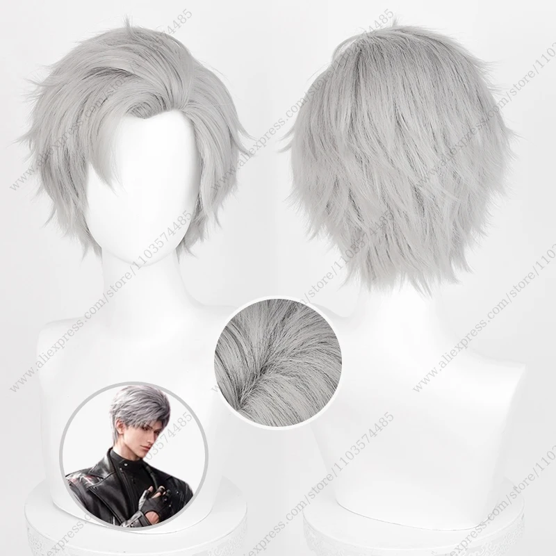 

Парик для косплея аниме silus 30 см, Короткие Серые, смешанные цвета, термостойкие синтетические волосы
