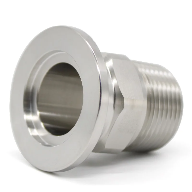 KF16 ~ KF25 Flange Adapter Hexagonal External Thread 3/4\'\'~1\'\' PT Outer Diameter Vacuum Stainless Steel Flange Pipe Fitting