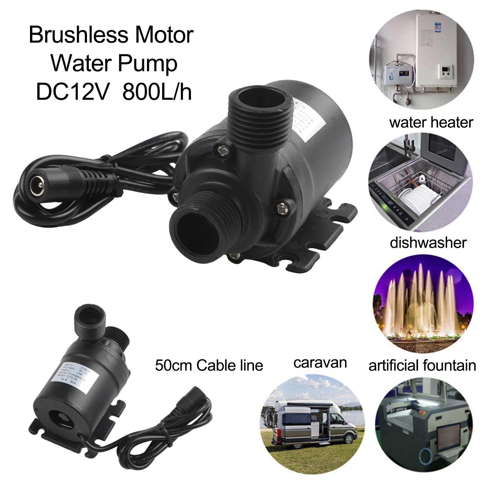 Fountain Pump Brushless Water Pump Outdoor Water Features Battery Backup Option Low Noise Operation For Aquarium
