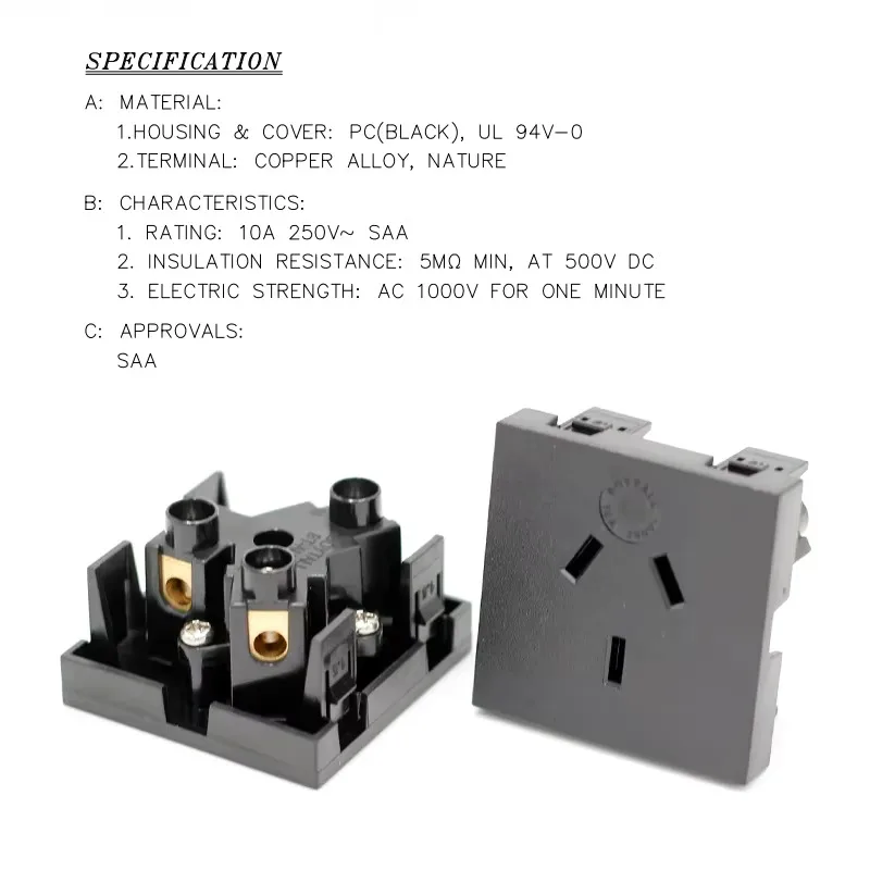 BS-A01 55CM X 50CM AUS Standard SAA 10A 15A 250V Protezione di sicurezza Presa di corrente UPS PDU a muro elettrico