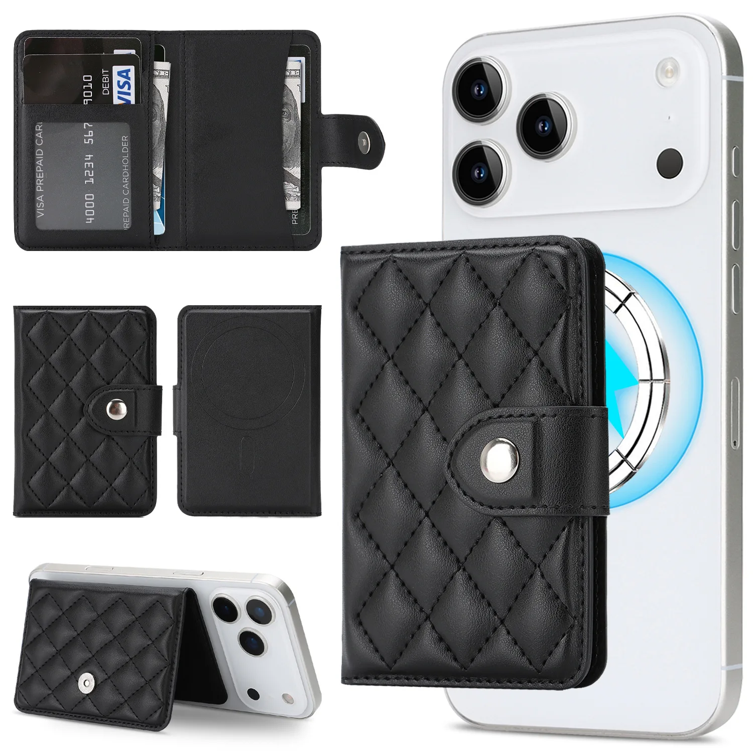 

MagSafe Магнитный маленький ароматный ветровой ромбовидный узор Сумка для карт Модный кошелек Сумка для карт Кошелек